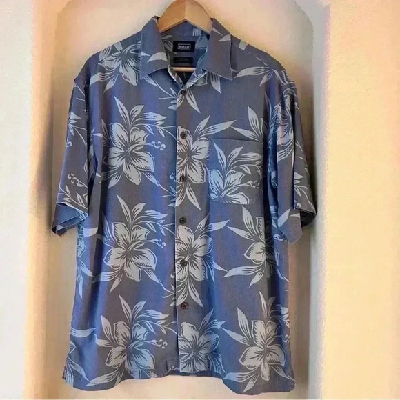 Haggar Hawaiian Silk Short Sleeve Button Down Shirt - Picture 1 of 4